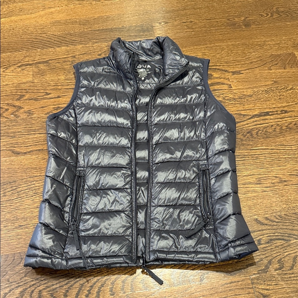 Aqua Shiny Black Puffer Vest
